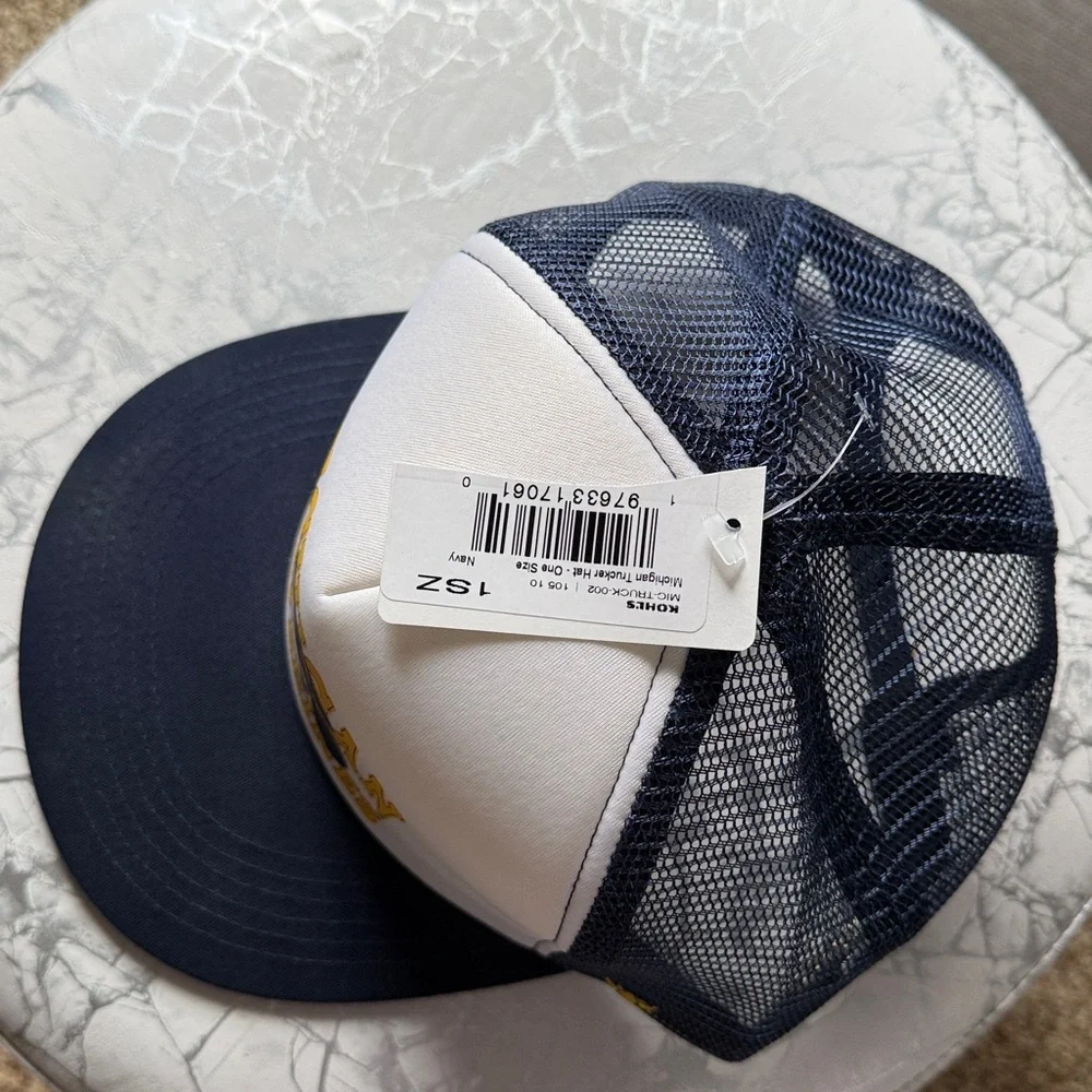 NWT Kohl's Michigan Trucker Hat Navy Blue White Snapback Cap One Size 1SZ